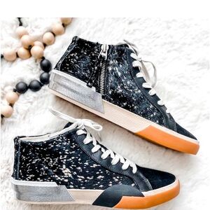 Dolce vita spotted calf hair black and white sneakers